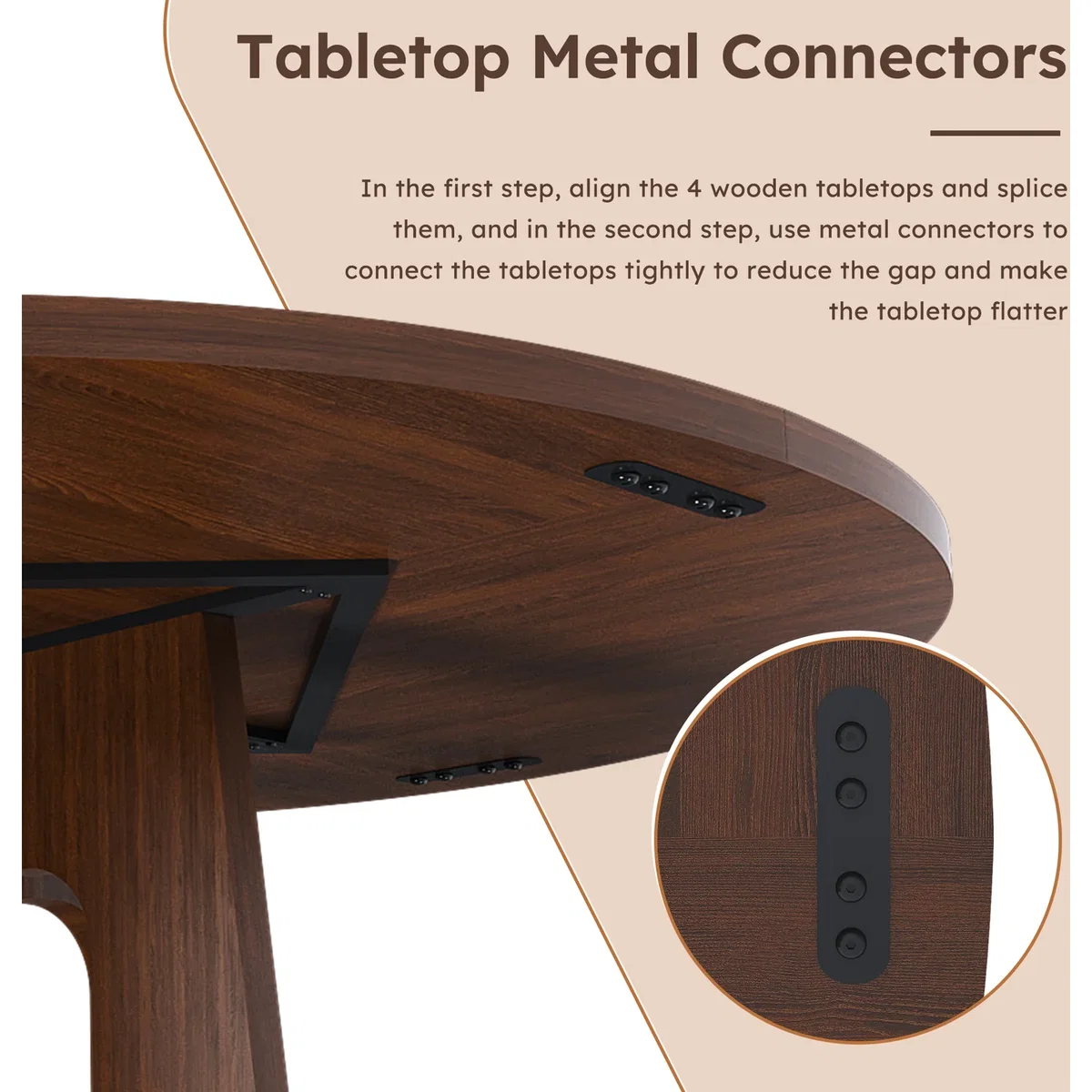 Farmhouse Round Dining Table for 4 People - Walnut – image 5