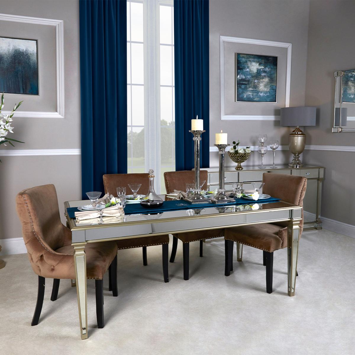 Apollo Champagne Mirrored Dining Table  - Silver – image 2