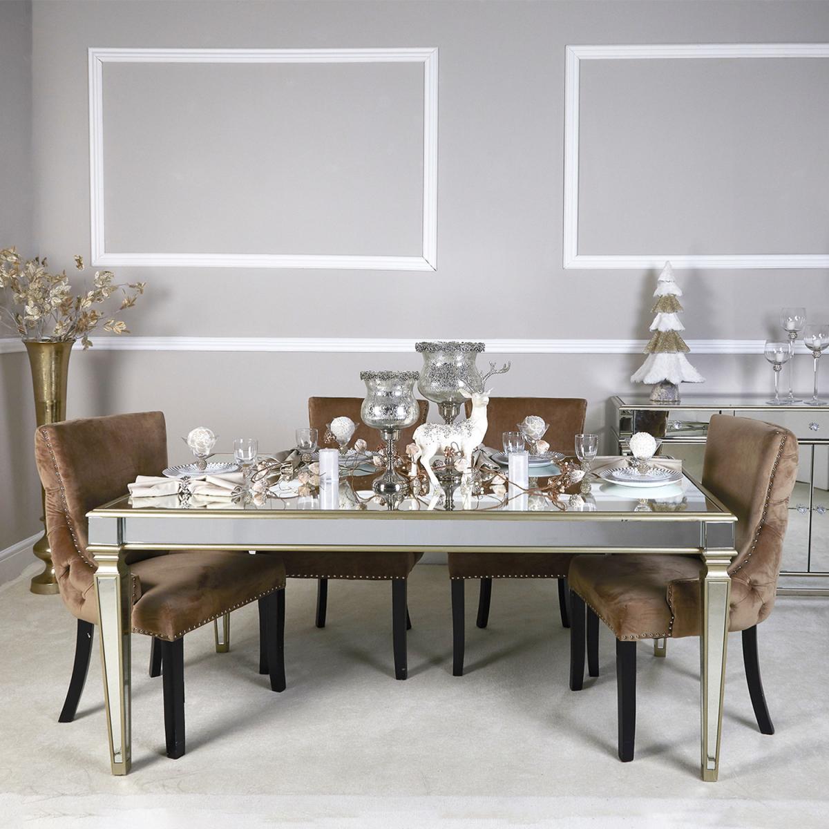 Apollo Champagne Mirrored Dining Table  - Silver – image 3