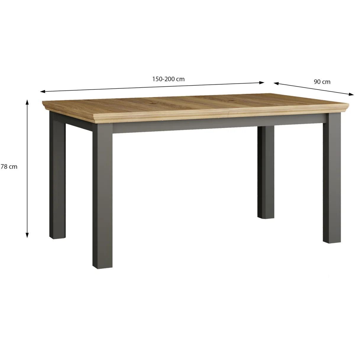 Pontypool Rectangular Dining Table - Wolfram Grey and Mauvella Oak – image 7