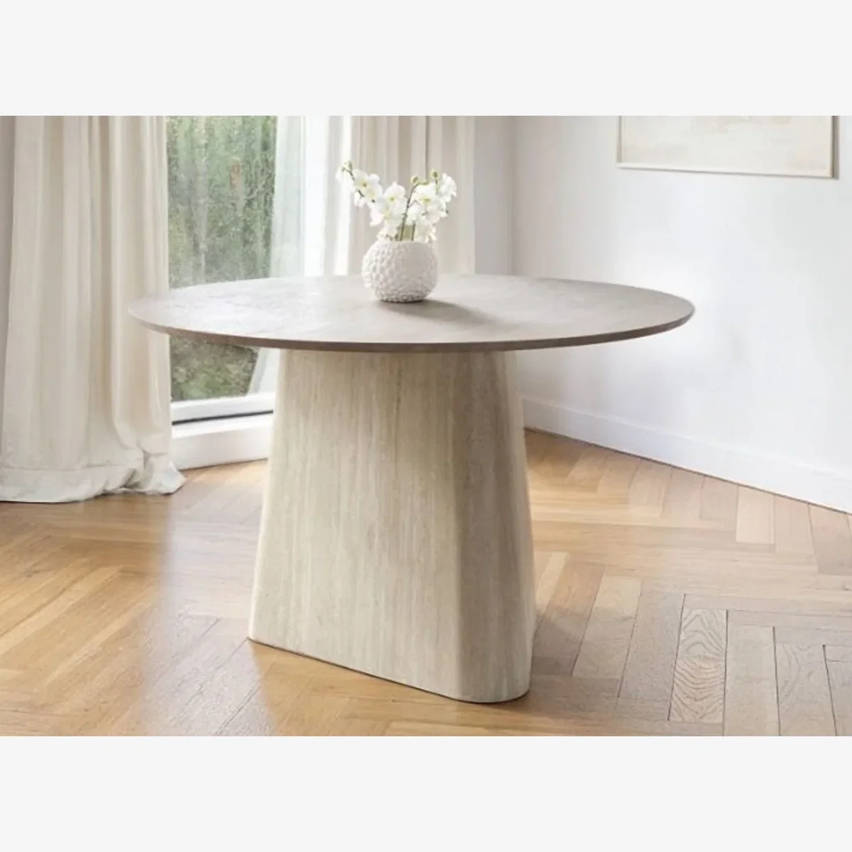 Elin Sintered Stone Round Dining Table - Stone