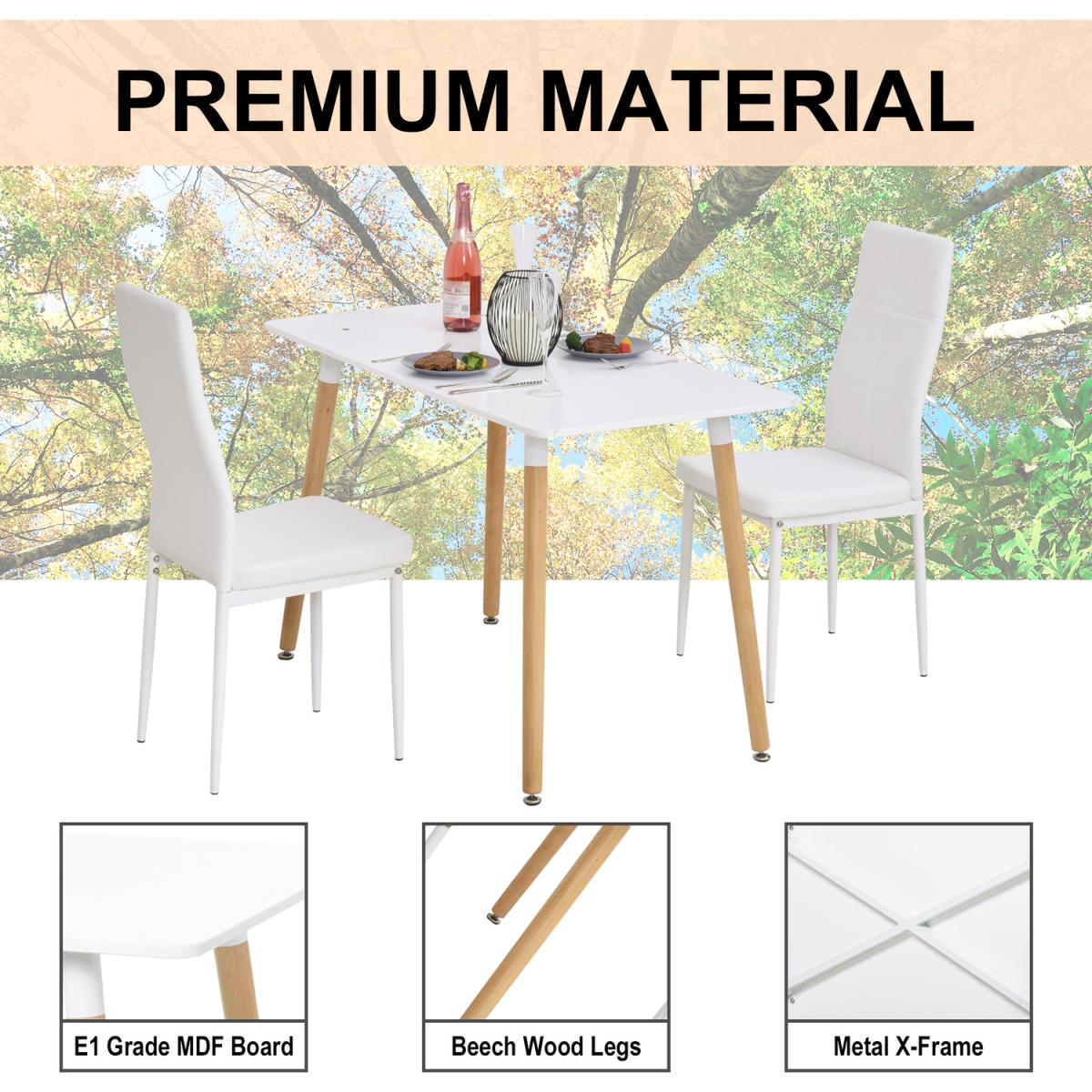 Scandinavian Style Dining Table with Wood Legs - White and Natural – image 5