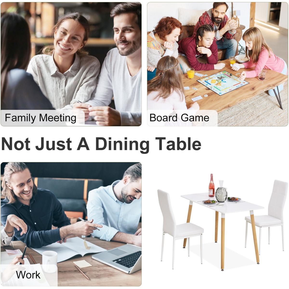 Scandinavian Style Dining Table with Wood Legs - White and Natural – image 6