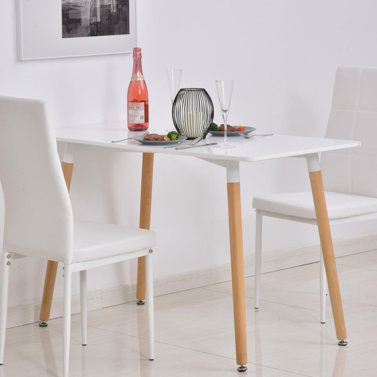 Scandinavian Style Dining Table with Wood Legs - White and Natural – image 9