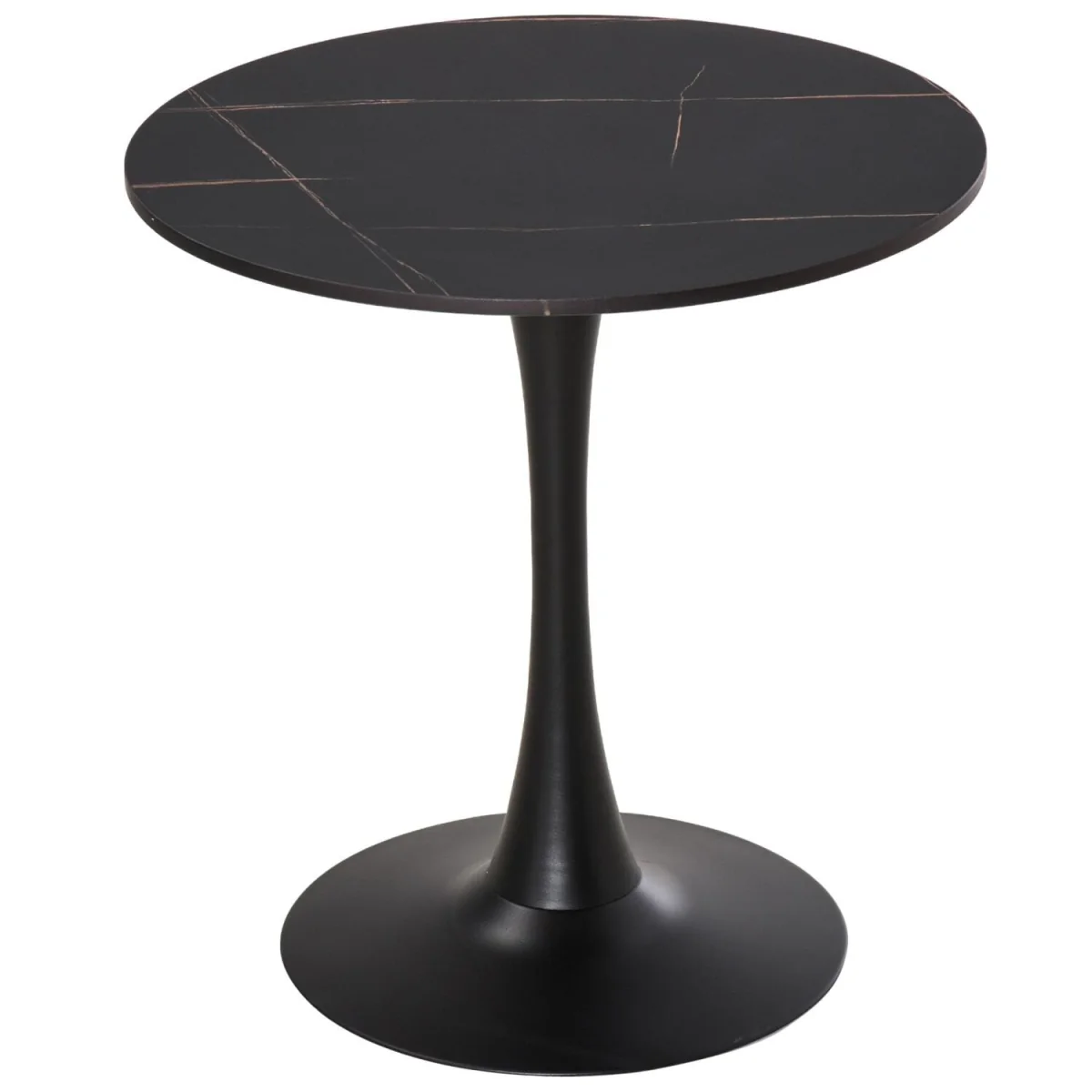 Dira Lina Black Marble-Effect Round Bistro Dining Table – image 3