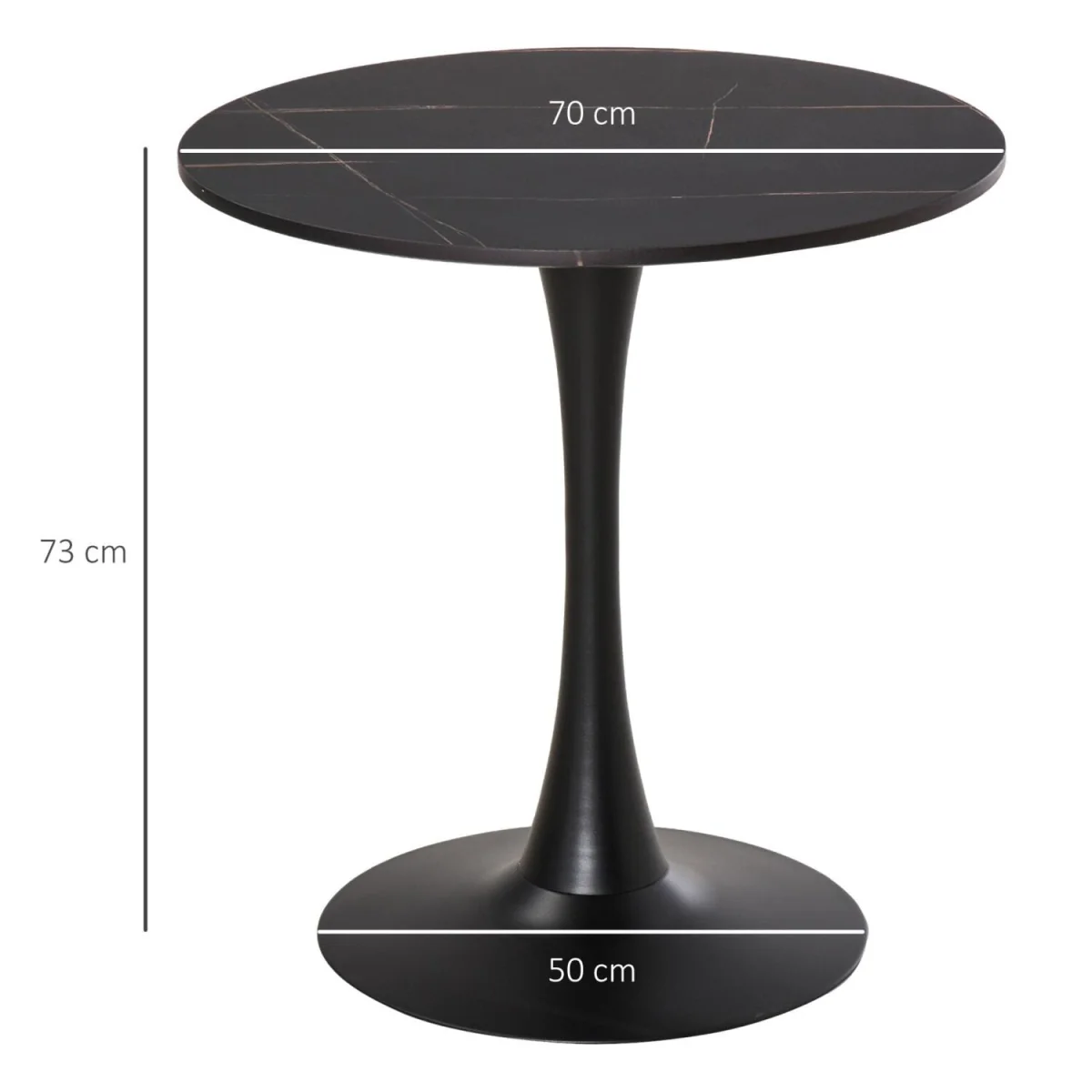 Dira Lina Black Marble-Effect Round Bistro Dining Table – image 5