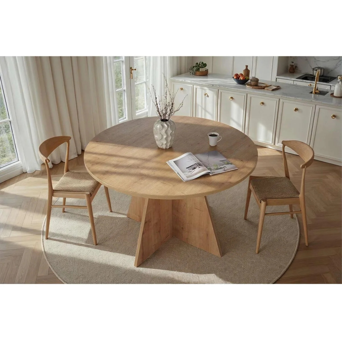 Decortie Virella Round Dining Table Seats 4 - Oak – image 2