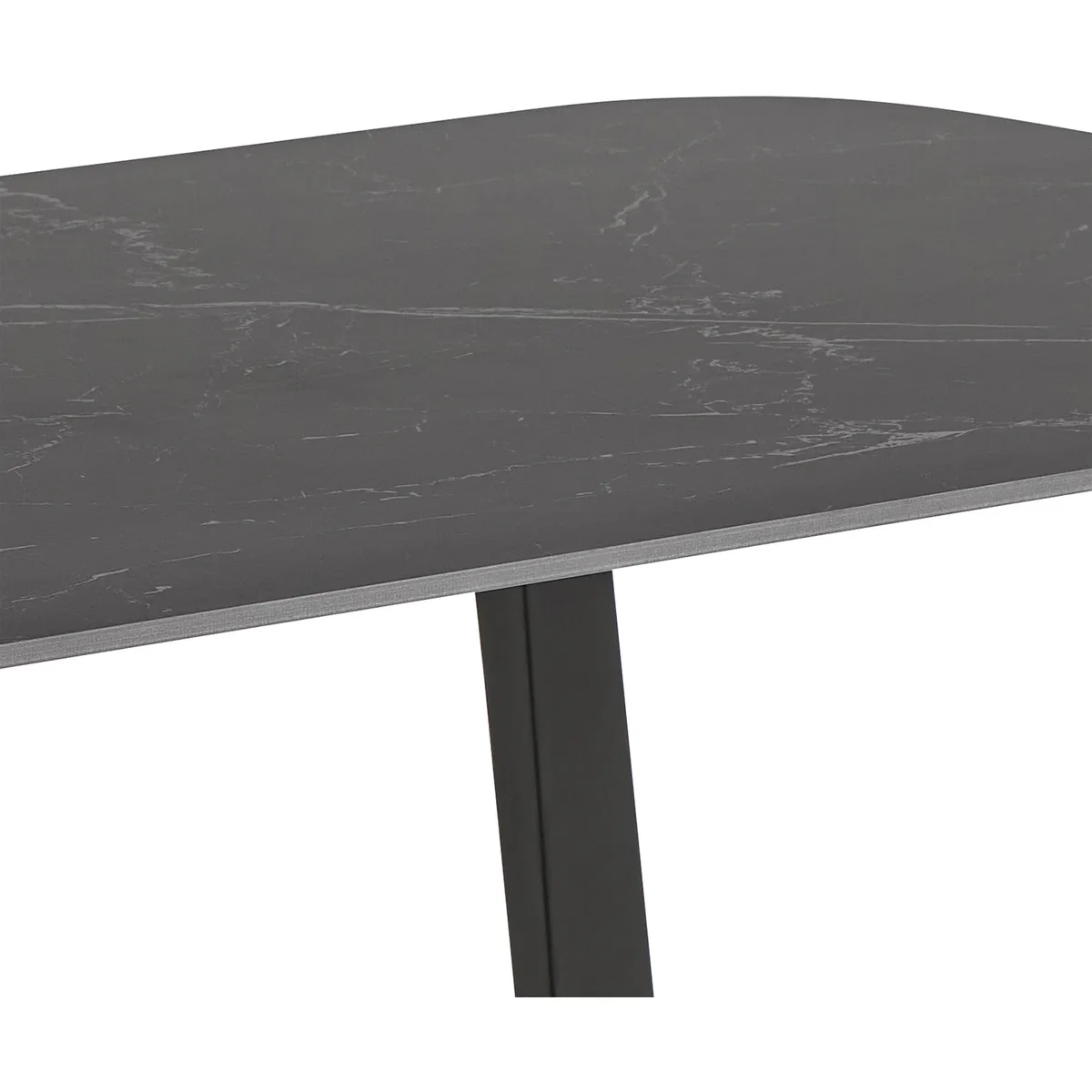 Antalya Dining Table with Black Ceramic Top & Black Metal Base - Black – image 5