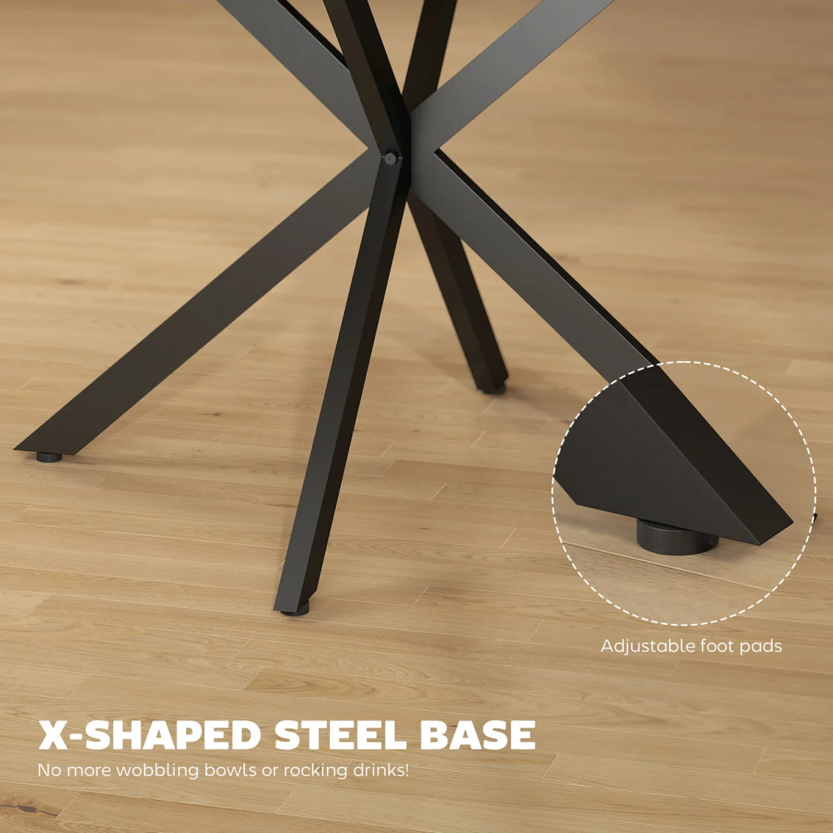 HOMCOM Extendable Dining Table for 4-6 with X-Shape Base - Natural Wood – image 4