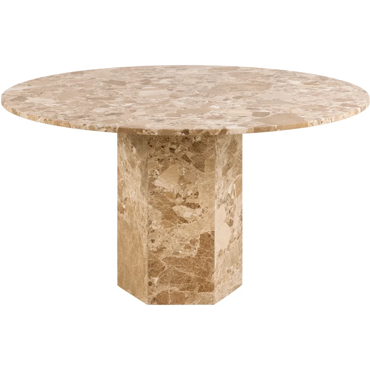 Naxos Round Dining Table in Brown Marble 130cm - Brown Marble – image 2