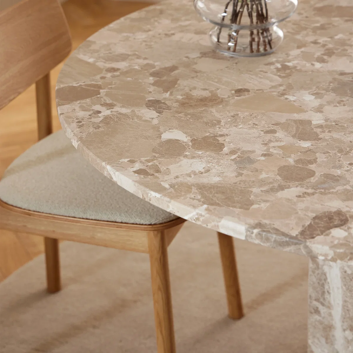 Naxos Round Dining Table in Brown Marble 130cm - Brown Marble – image 3