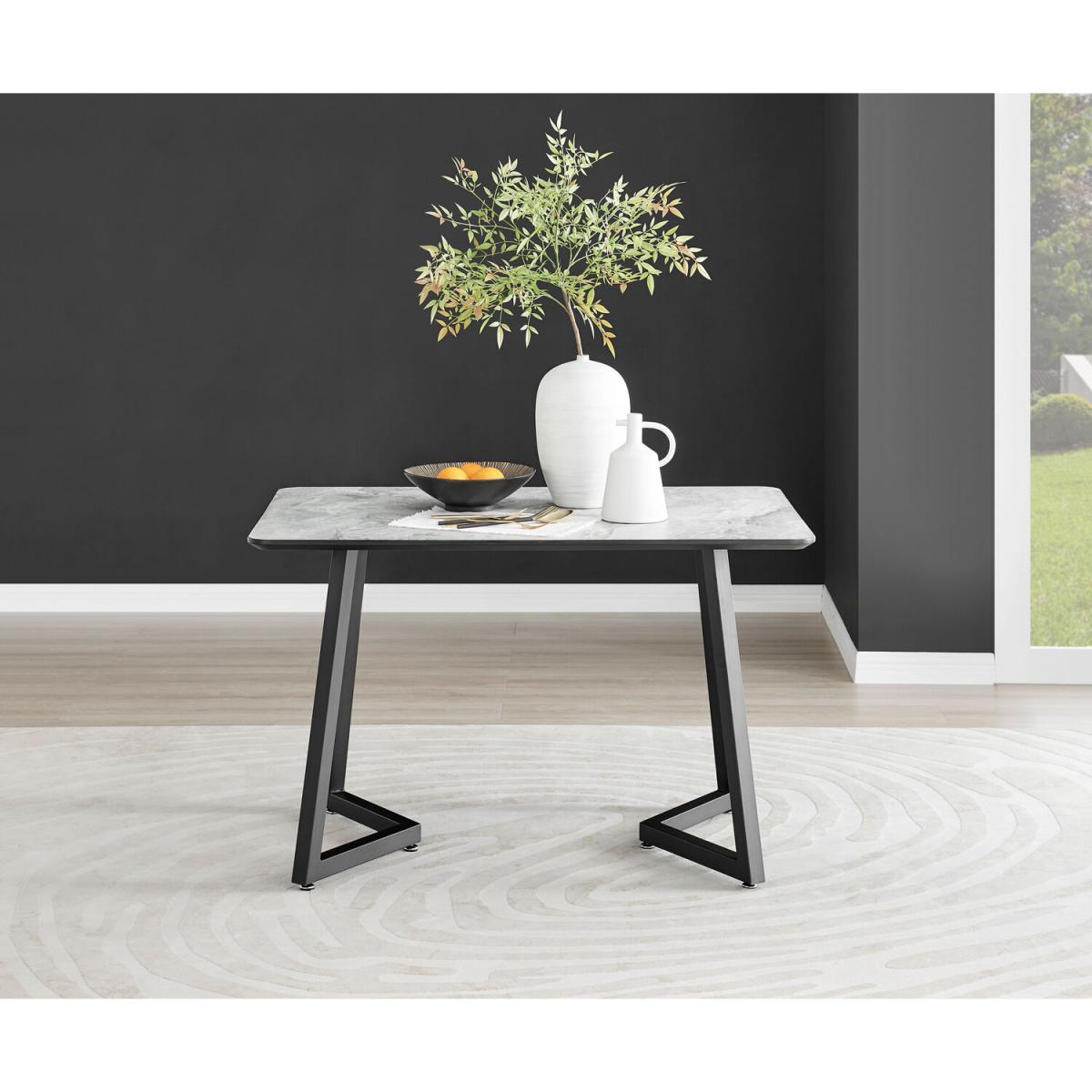 Carson 120cm White Marble Large Dining Table with Black Legs - White – image 2