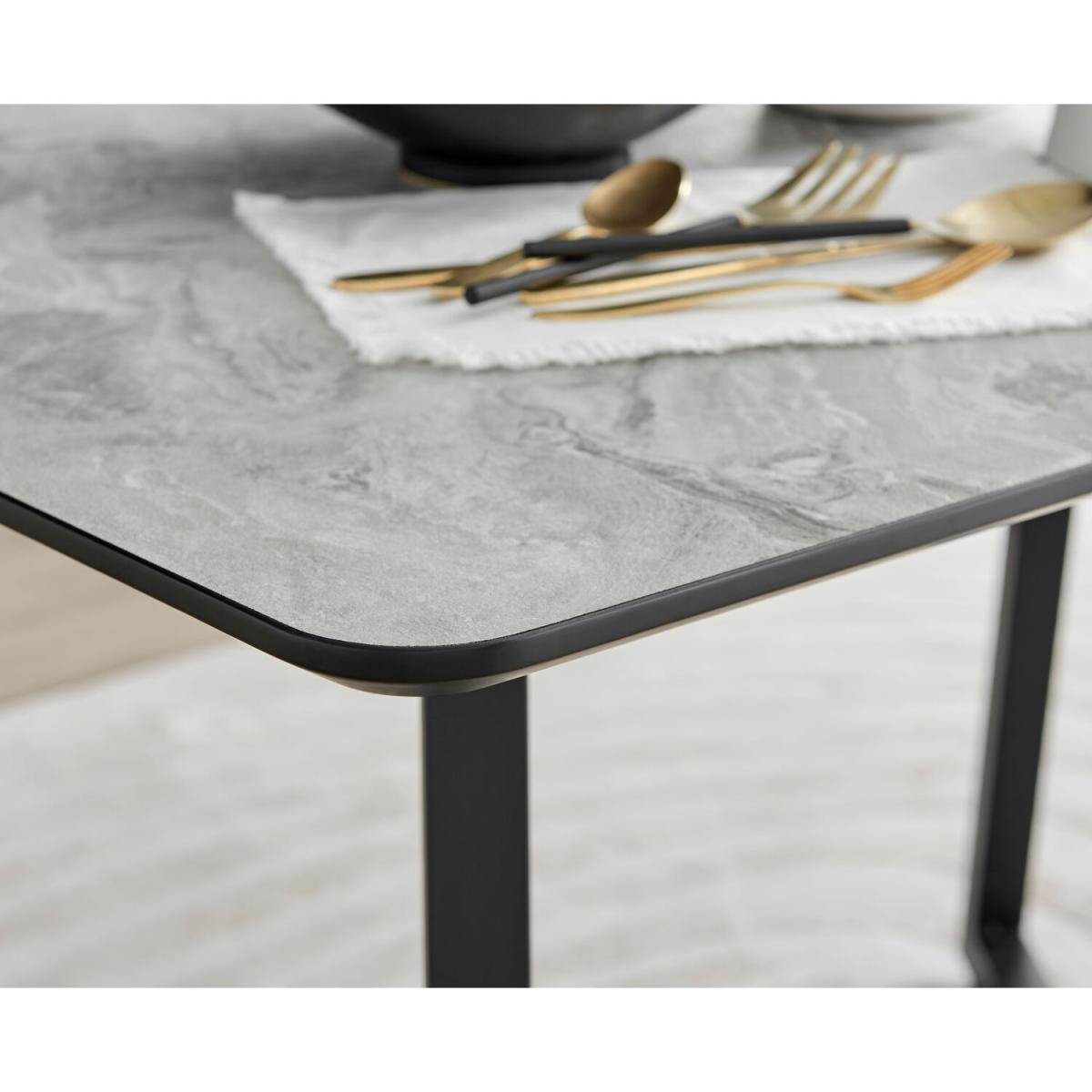 Carson 120cm White Marble Large Dining Table with Black Legs - White – image 3