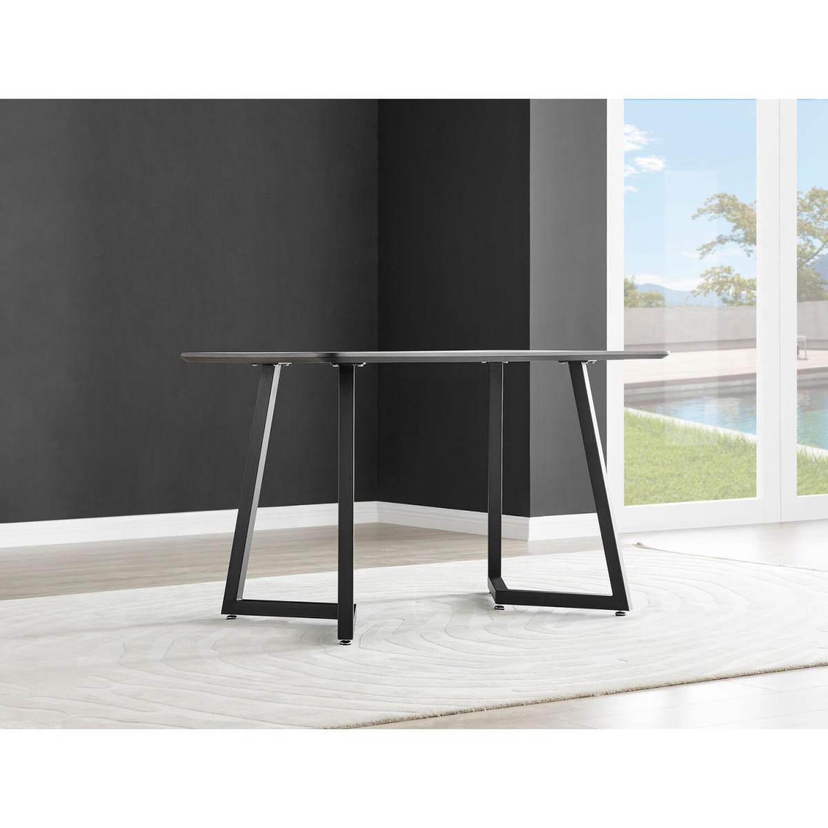 Carson 120cm White Marble Large Dining Table with Black Legs - White – image 5