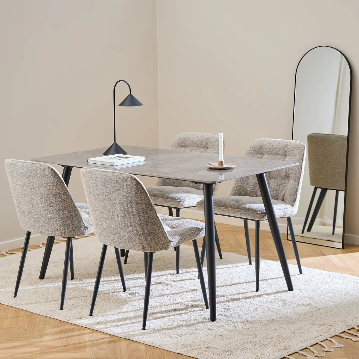 Wicklow Rectangular Dining Table in Grey/Black 140x80cm - Grey & Black – image 4