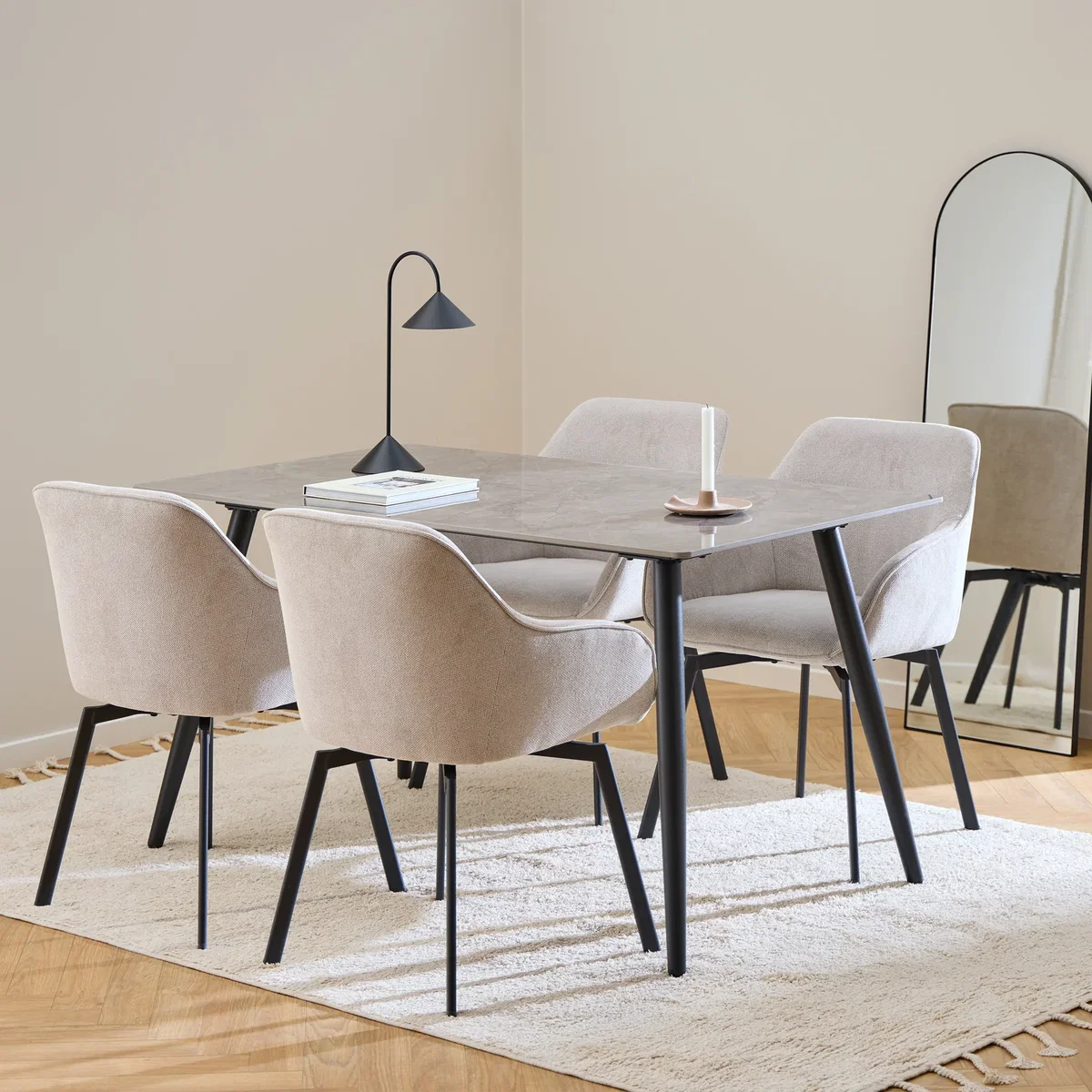 Wicklow Rectangular Dining Table in Grey/Black 140x80cm - Grey & Black – image 5