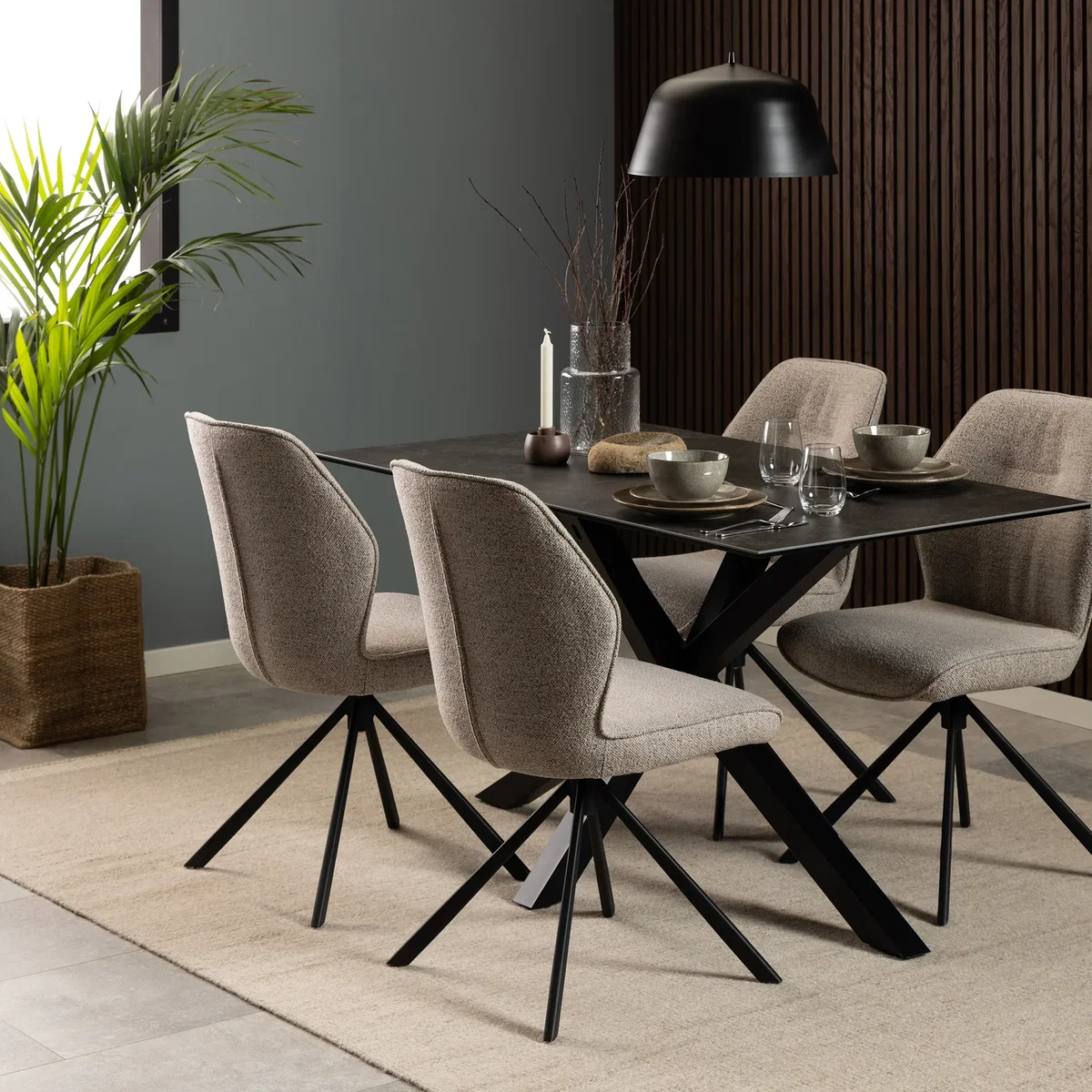 Heaven Dining Table with Ceramic Black Top 135cm - Black – image 5