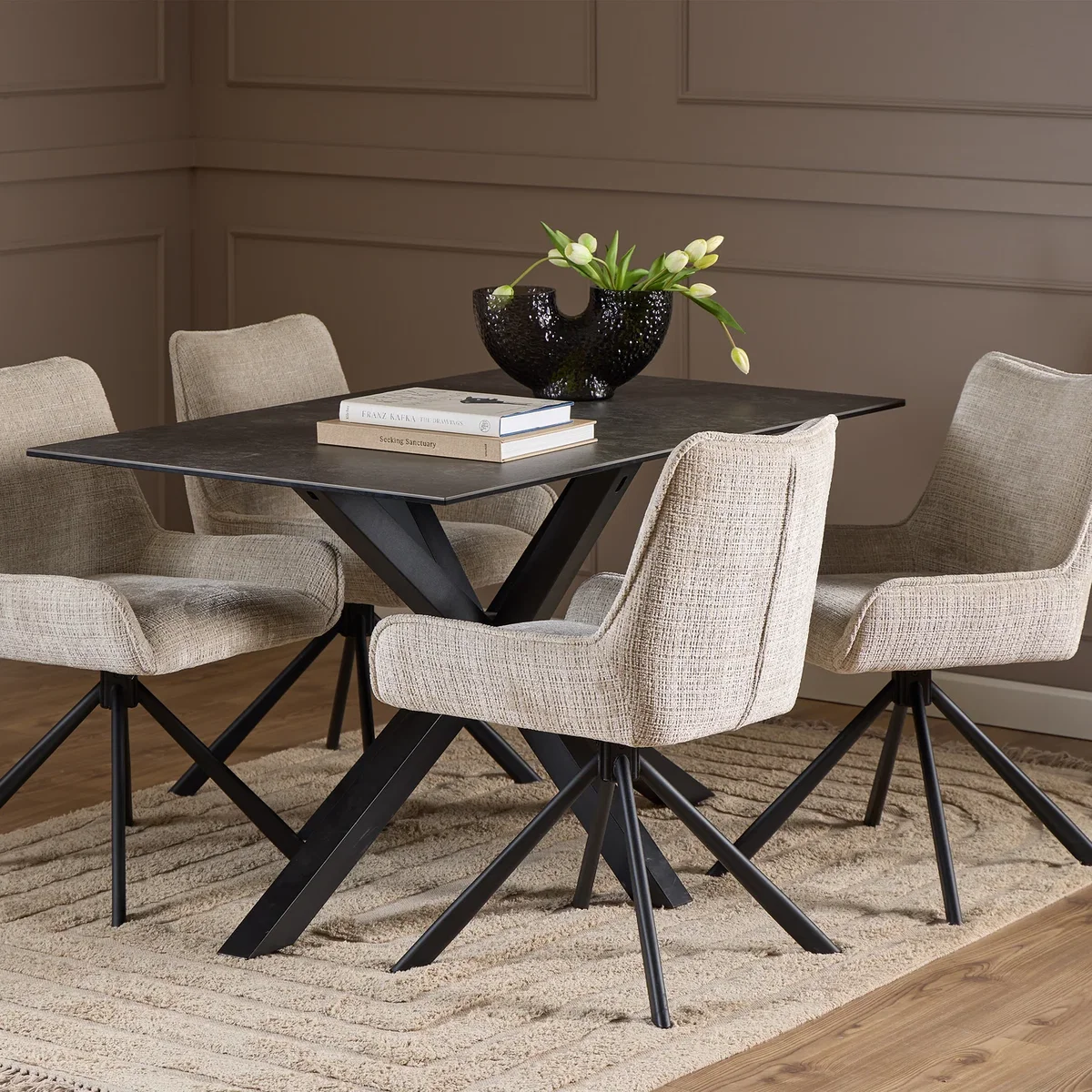 Heaven Dining Table with Ceramic Black Top 135cm - Black – image 6