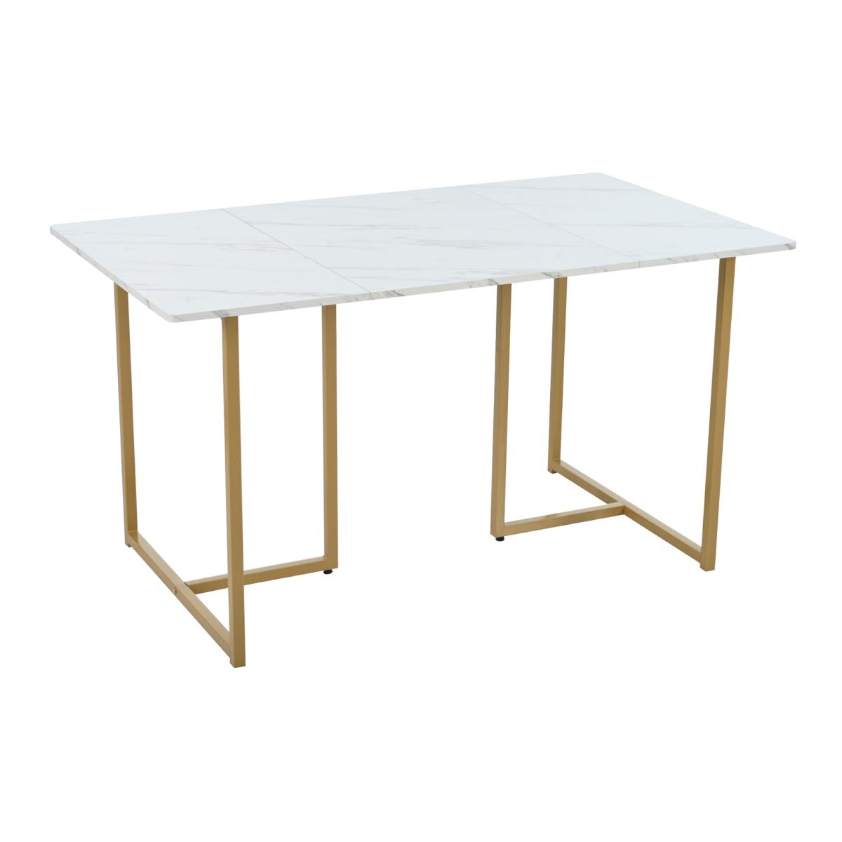 Rectangular Modern Dining Table with L-shaped Support Legs - White