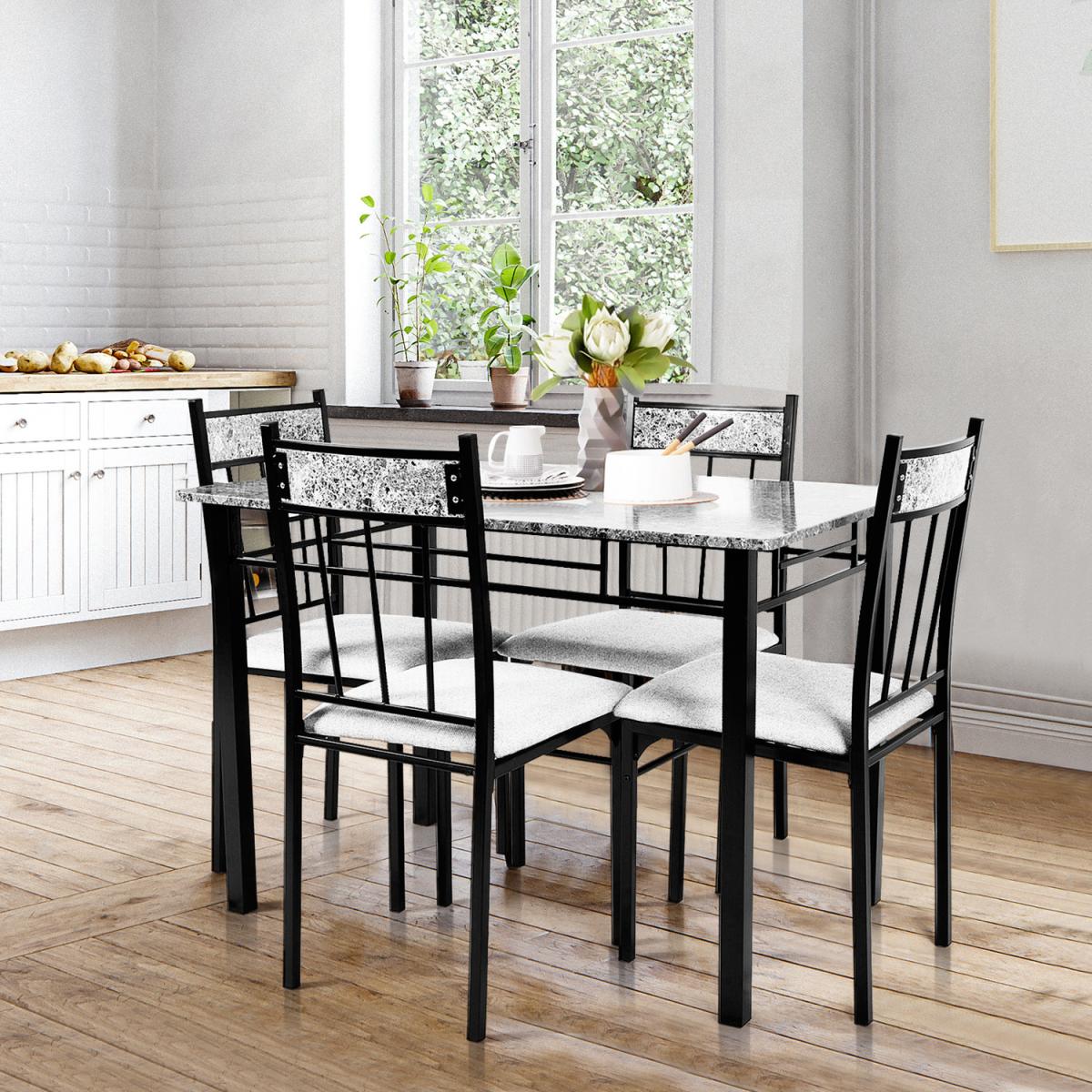Costway Marble 5-piece Kitchen Dining Set Dining table Set - Grey – image 5