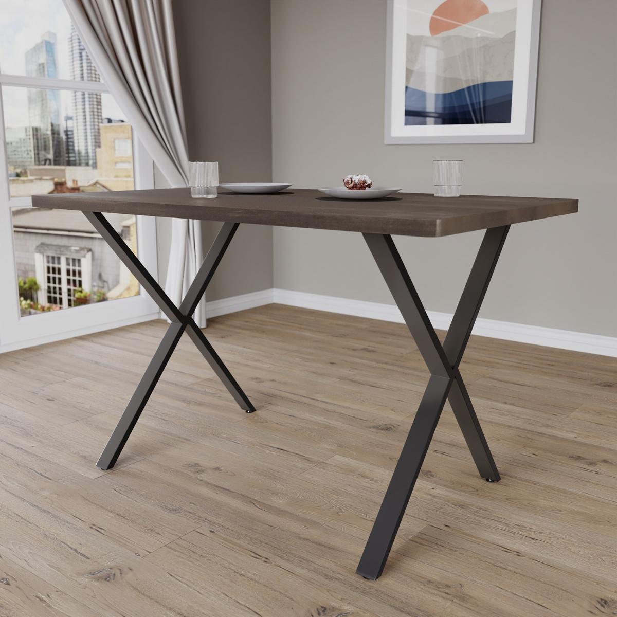 Kitchen Dining Table with X Shape Legs - Walnut