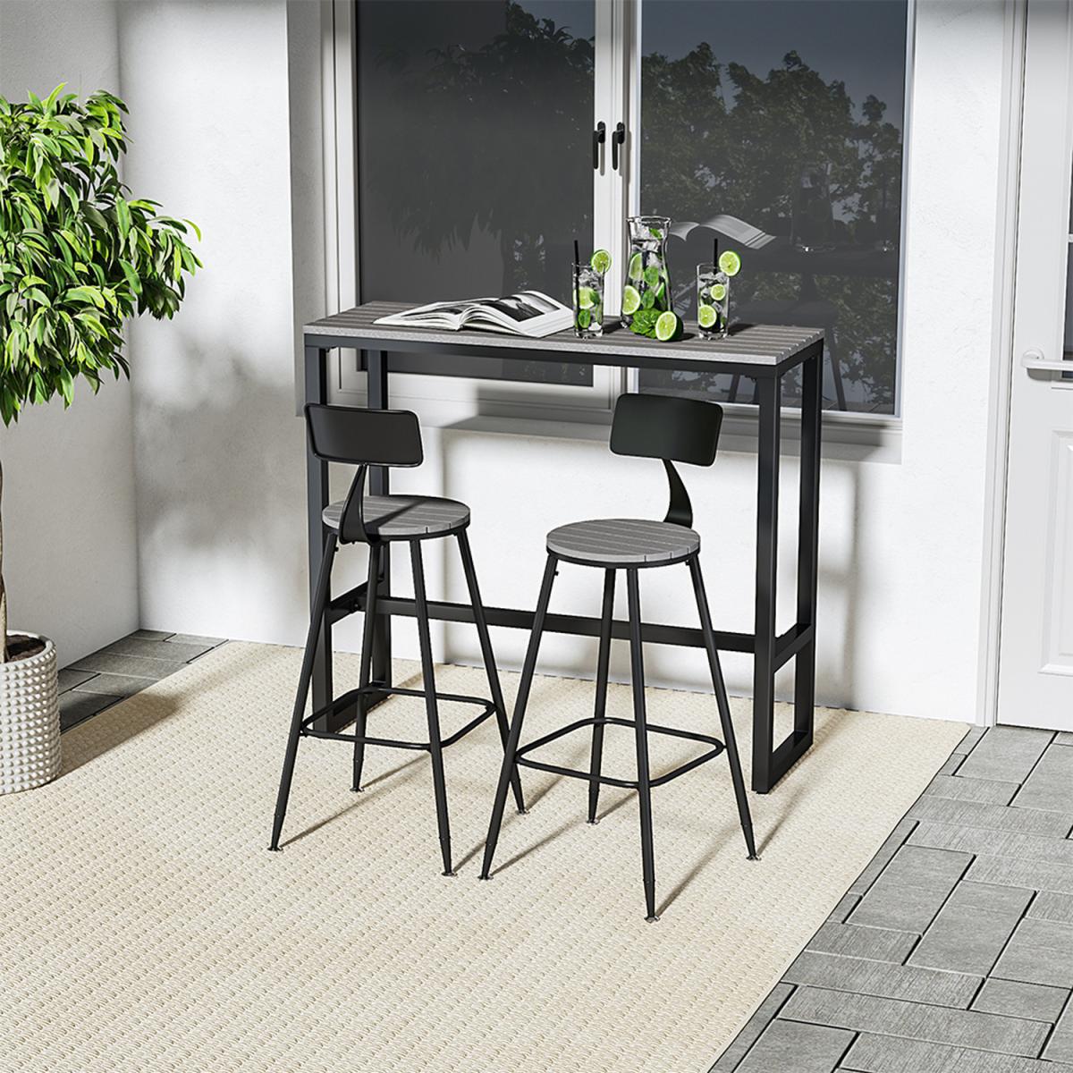 Modern Bar Table and Stools Set - Grey / 120cm – image 2