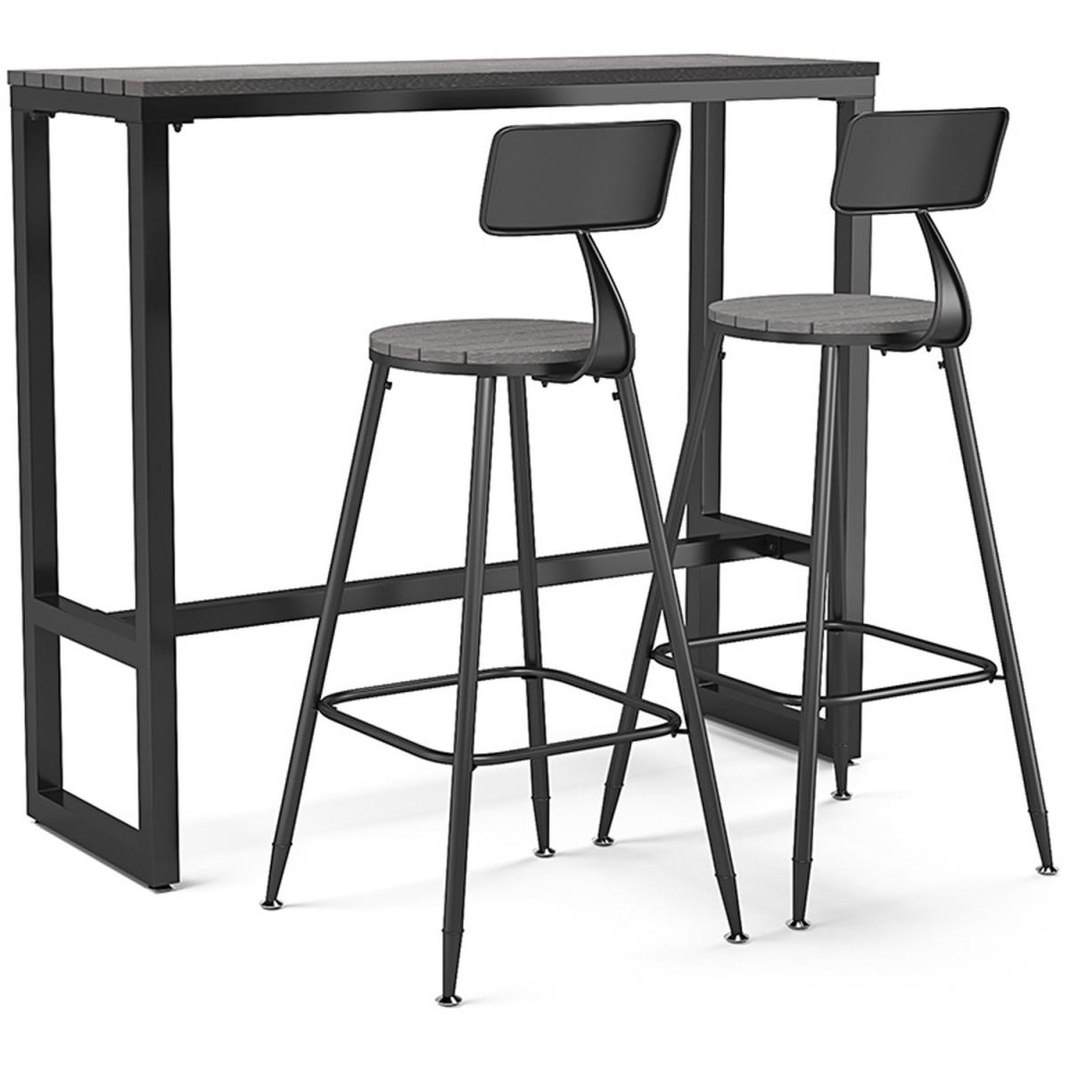 Modern Bar Table and Stools Set - Grey / 120cm – image 3
