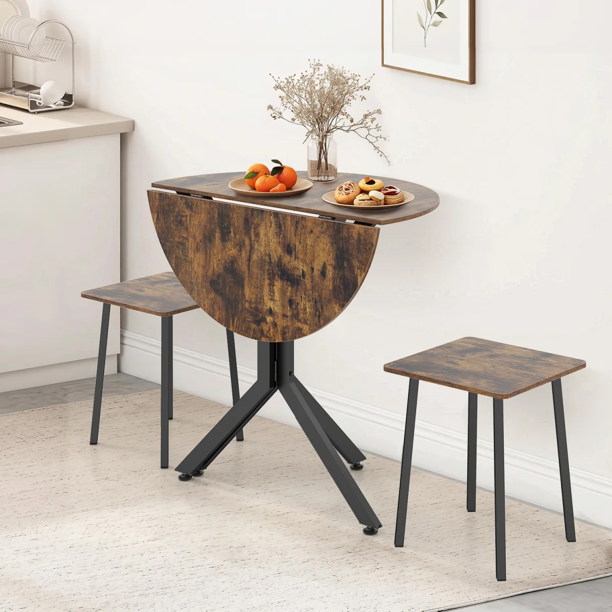 Set of 3 Drop Leaf Dining Table – image 3