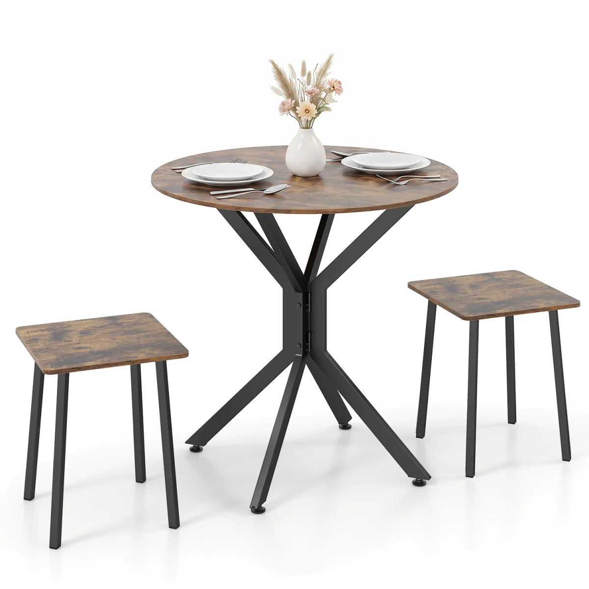 Set of 3 Drop Leaf Dining Table – image 5
