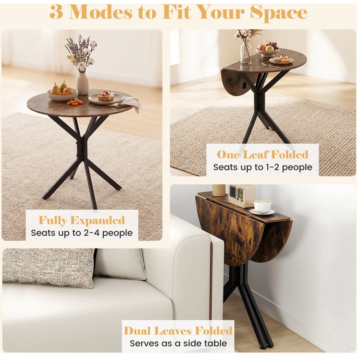 Set of 3 Drop Leaf Dining Table – image 7