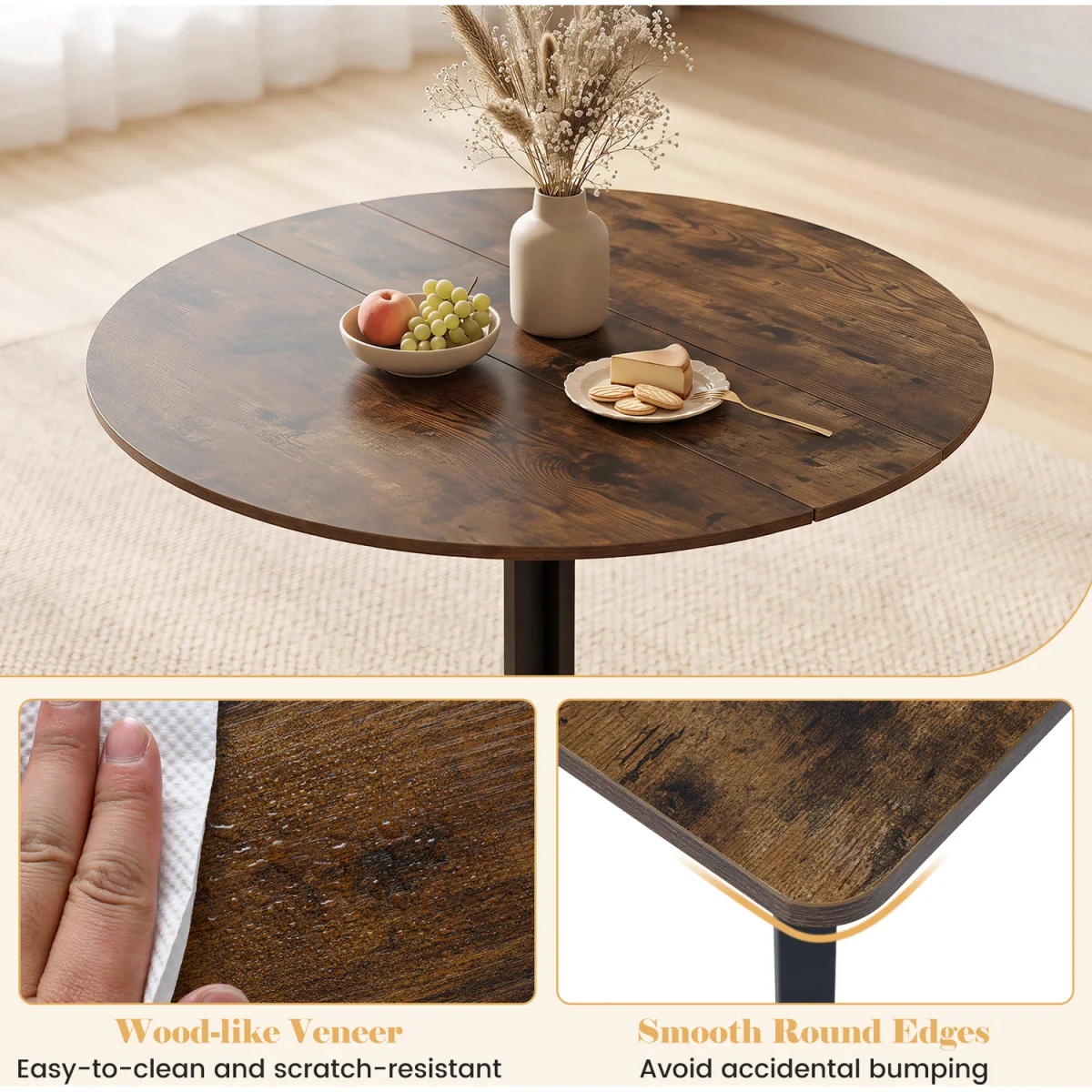 Set of 3 Drop Leaf Dining Table – image 8