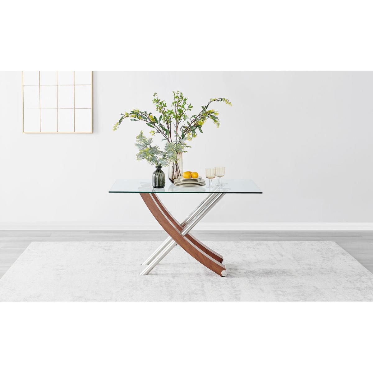 Mayfair 4 Glass and Wood Veneer Rectangle Dining Table - Wood – image 2