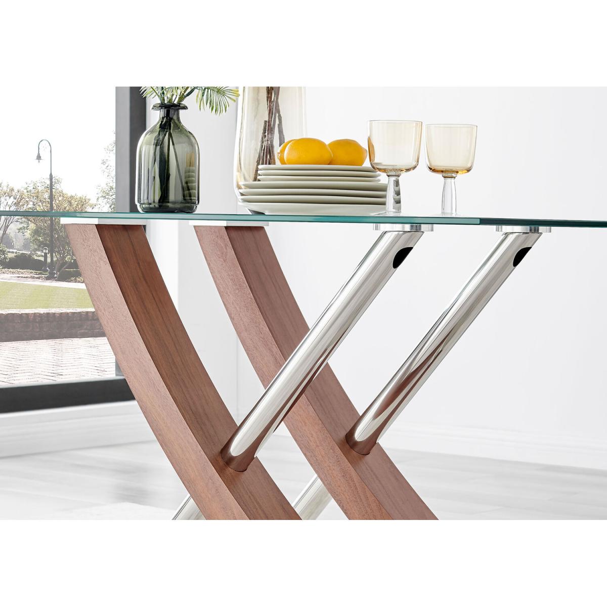 Mayfair 4 Glass and Wood Veneer Rectangle Dining Table - Wood – image 3
