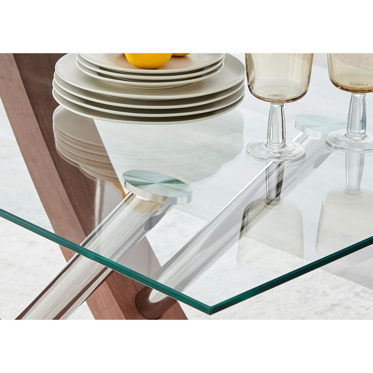 Mayfair 4 Glass and Wood Veneer Rectangle Dining Table - Wood – image 5
