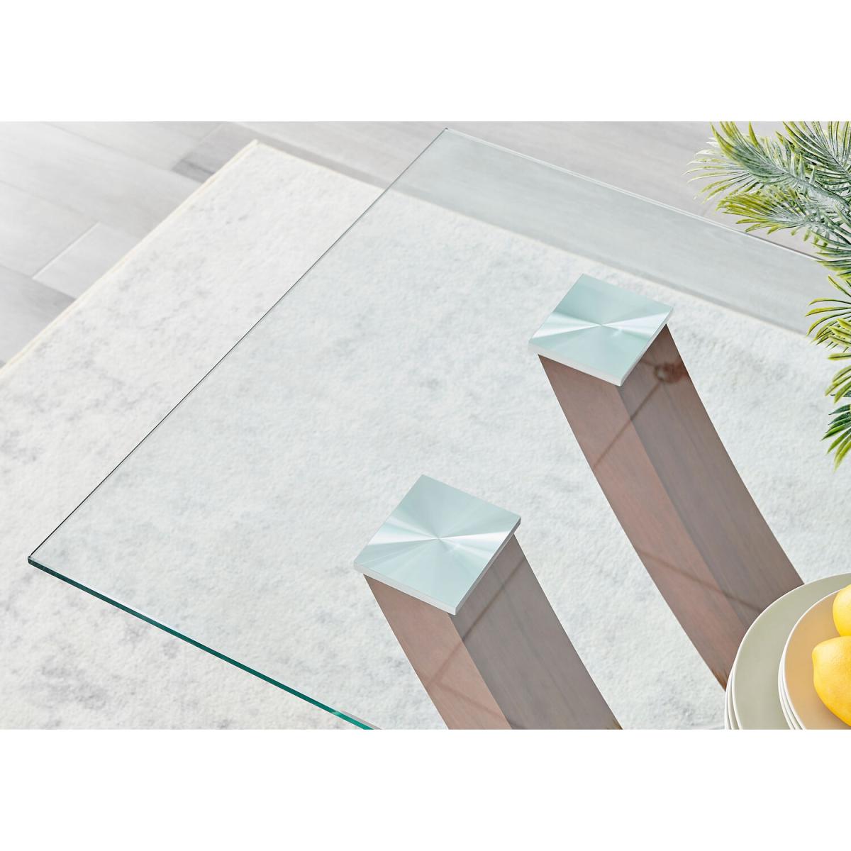Mayfair 4 Glass and Wood Veneer Rectangle Dining Table - Wood – image 6