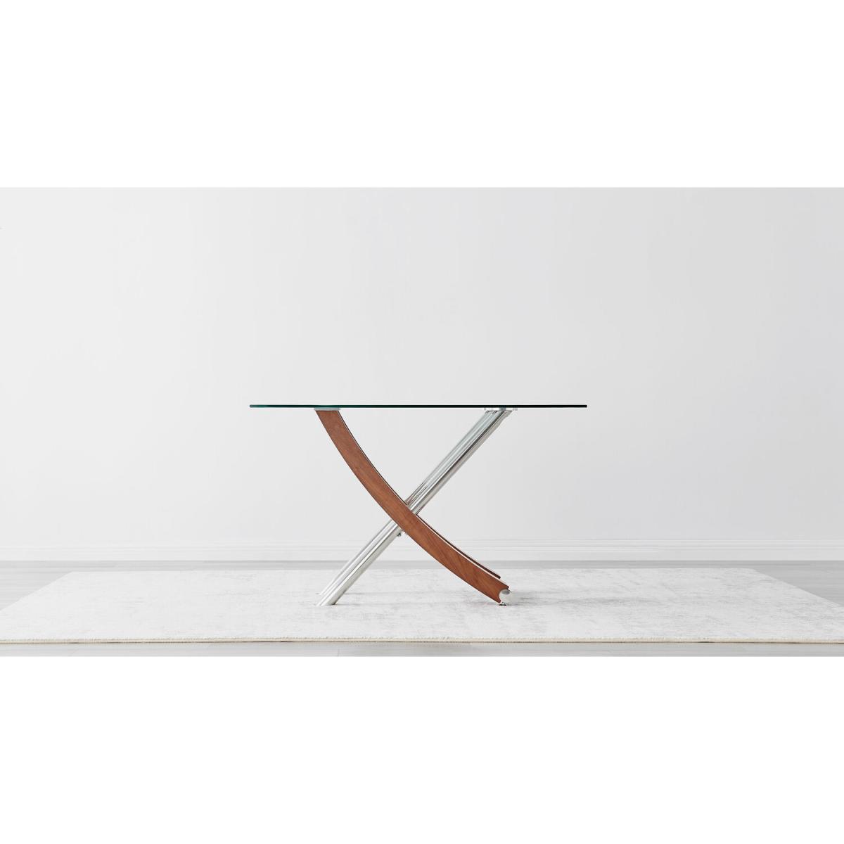 Mayfair 4 Glass and Wood Veneer Rectangle Dining Table - Wood – image 7