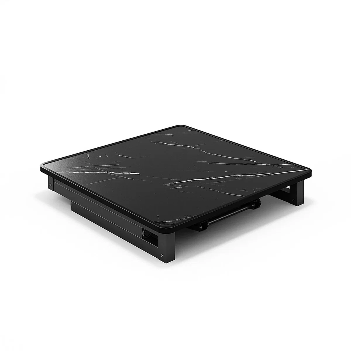 Foldable Marble Effect Tabletop Square Dining Table With Metal Legs - Black / 5.6kg – image 6
