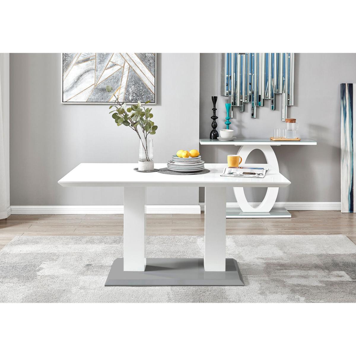 Imperia WhiteGrey High Gloss Dining Table - White – image 2