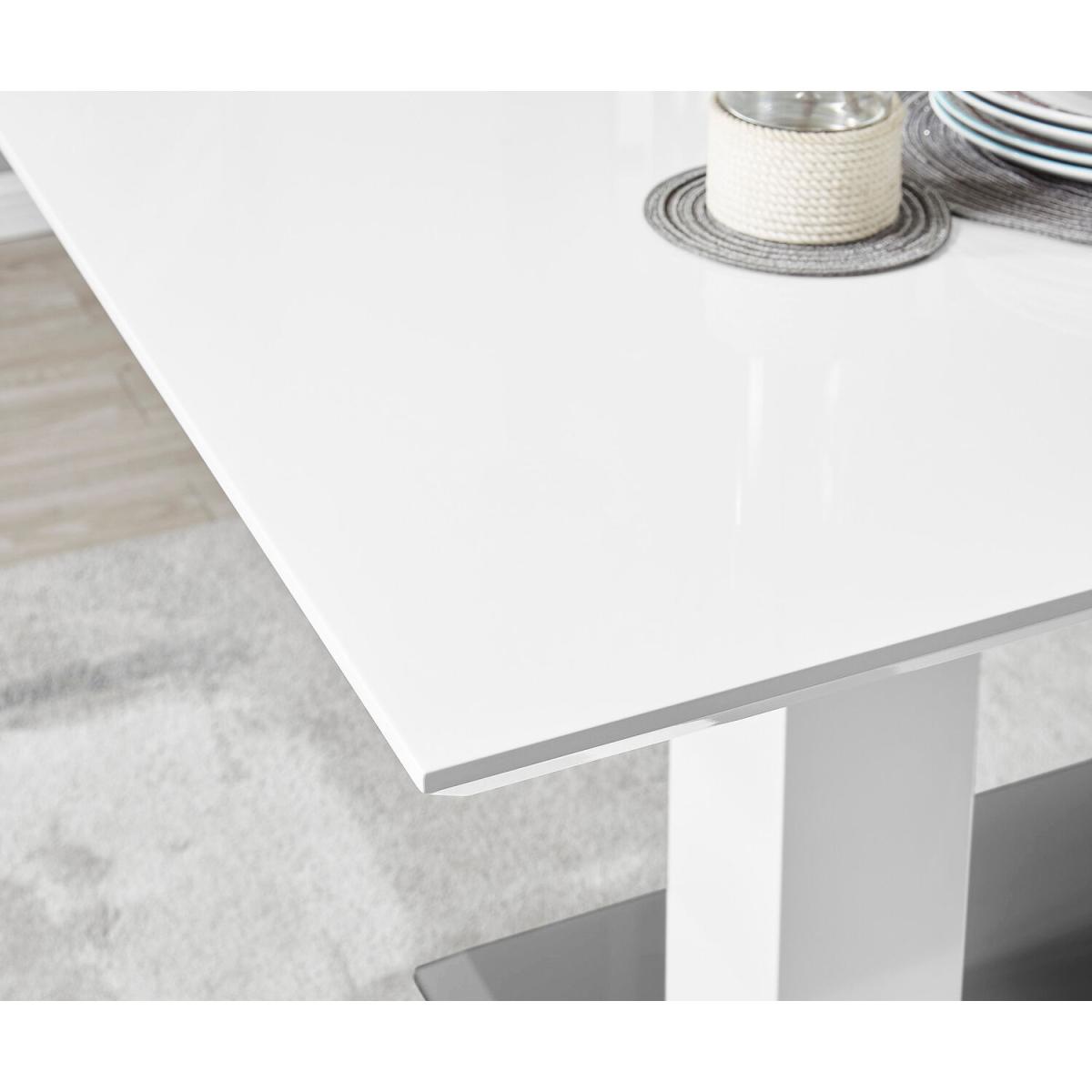 Imperia WhiteGrey High Gloss Dining Table - White – image 4