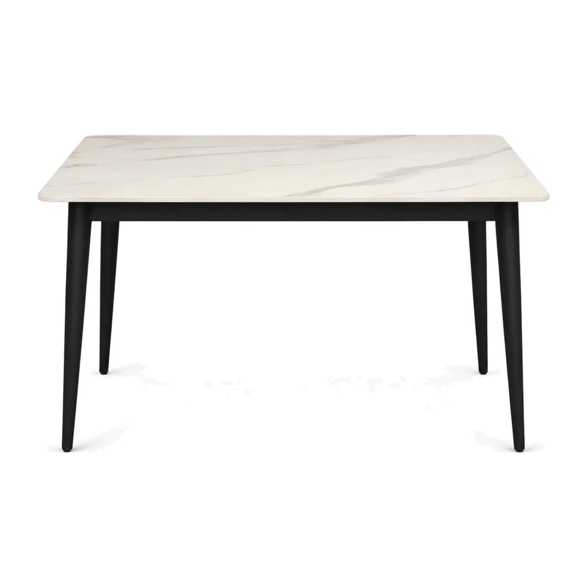 Modern Marble Effect Rectangle Dining Table - Cream / Grey - Cream
