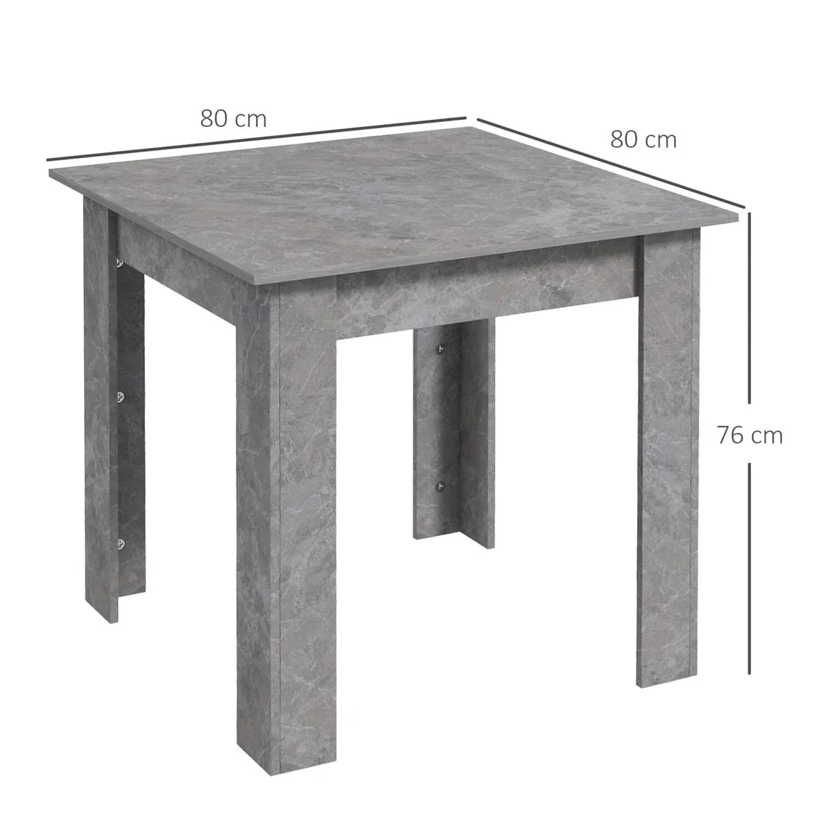 Kava Cement Grey Square Dining Table - Faux Cement Finish, Compact Modern Design – image 4