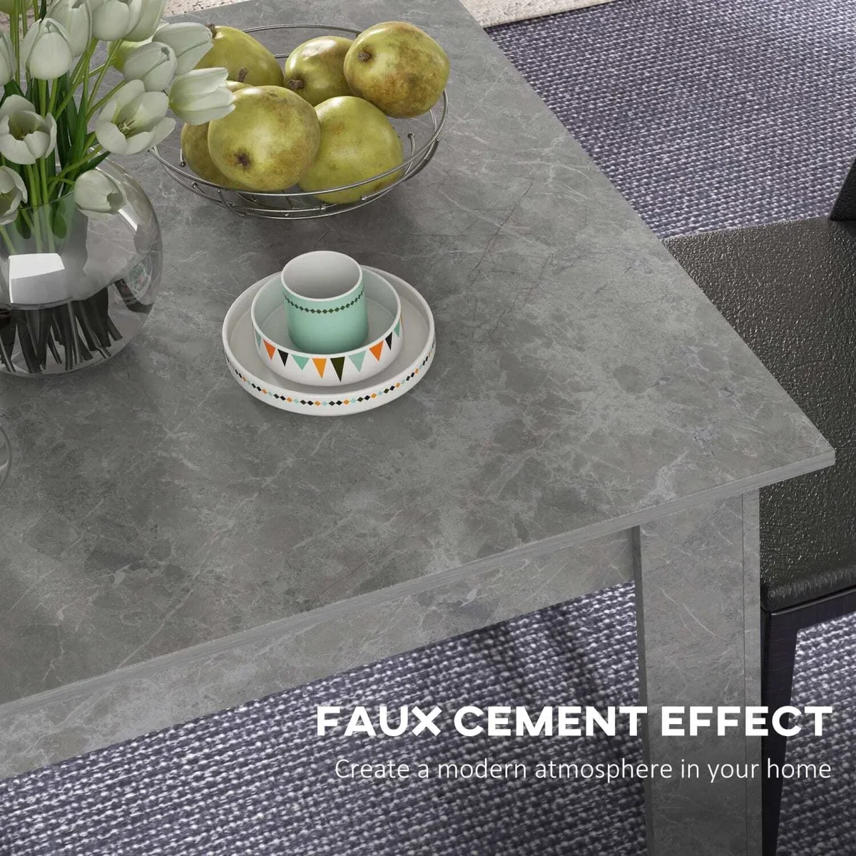 Kava Cement Grey Square Dining Table - Faux Cement Finish, Compact Modern Design – image 6