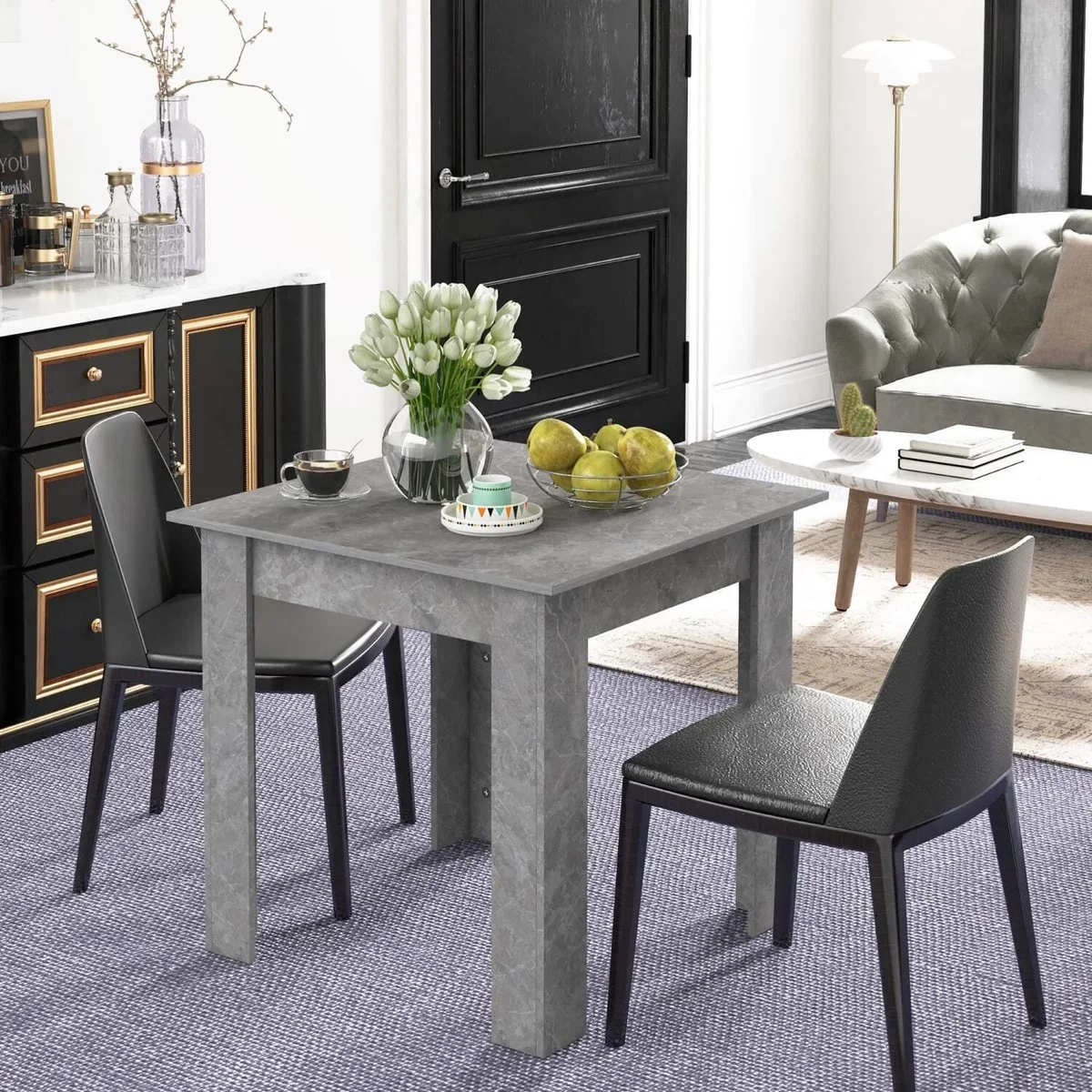 Kava Cement Grey Square Dining Table - Faux Cement Finish, Compact Modern Design – image 7