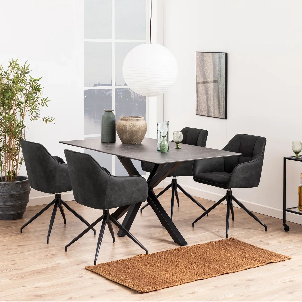 Heaven Dining Table in Ceramic Black Top 160x90cm - Black – image 1