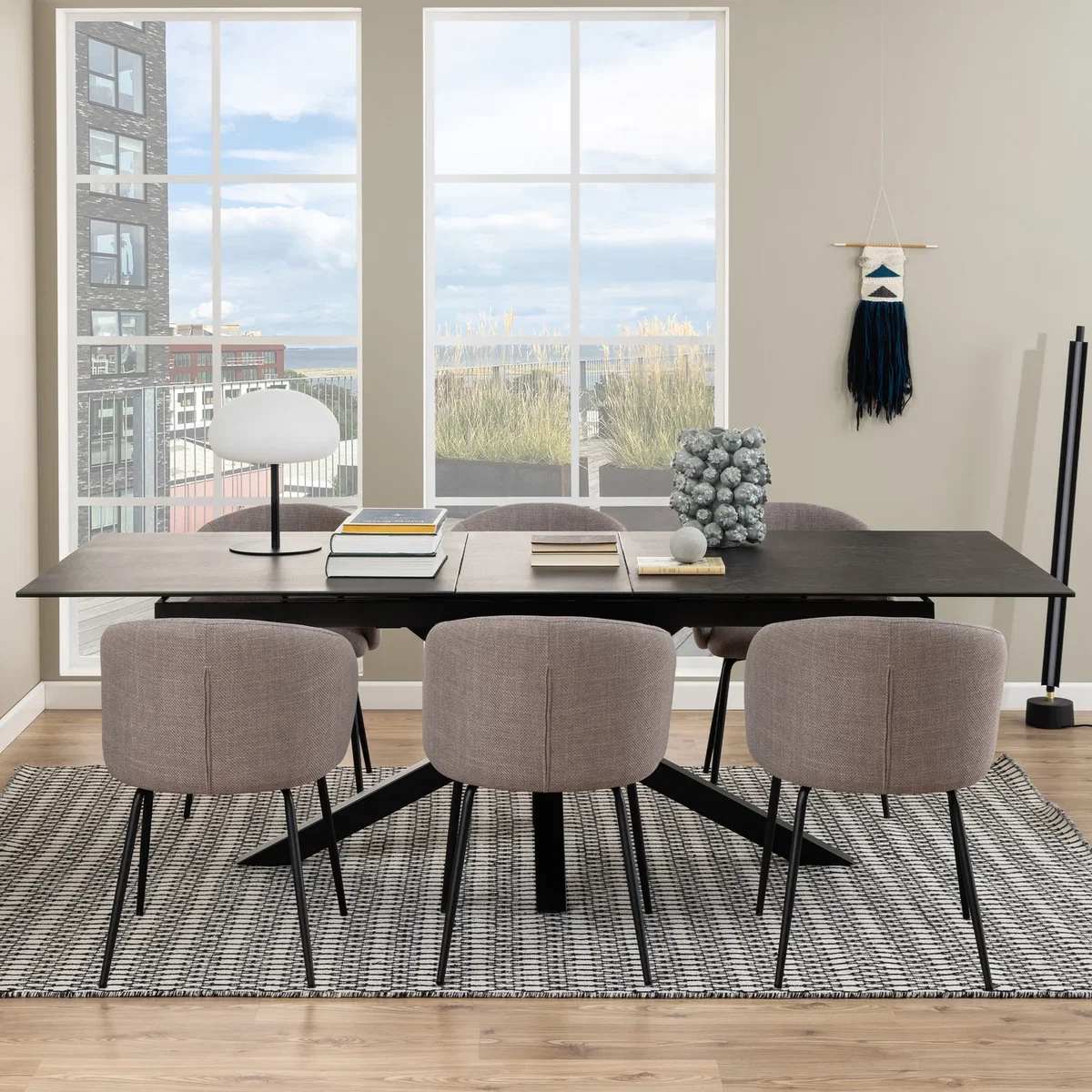 Heaven Extendable Dining Table with Ceramic Black Top 200cm - Black – image 1