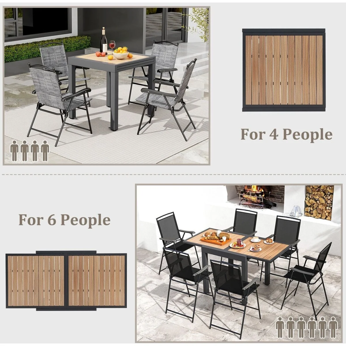 Extendable Aluminum Patio Dining Table - Brown – image 7