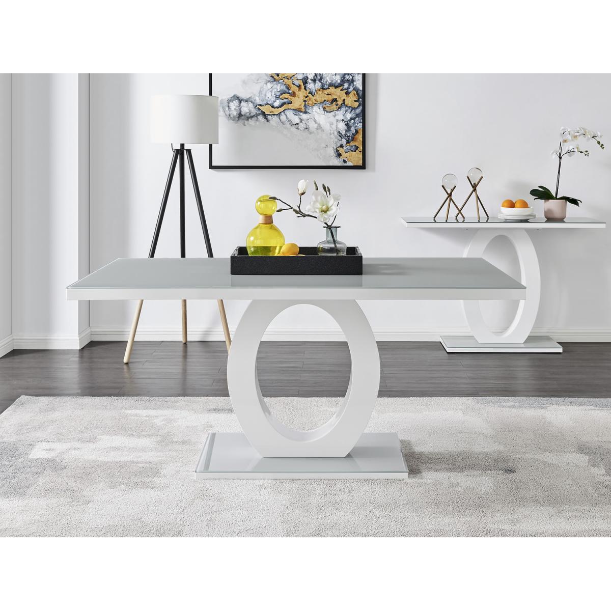 Giovani 6 Grey Dining Table with 6 Milan Gold Leg Chairs - White – image 13
