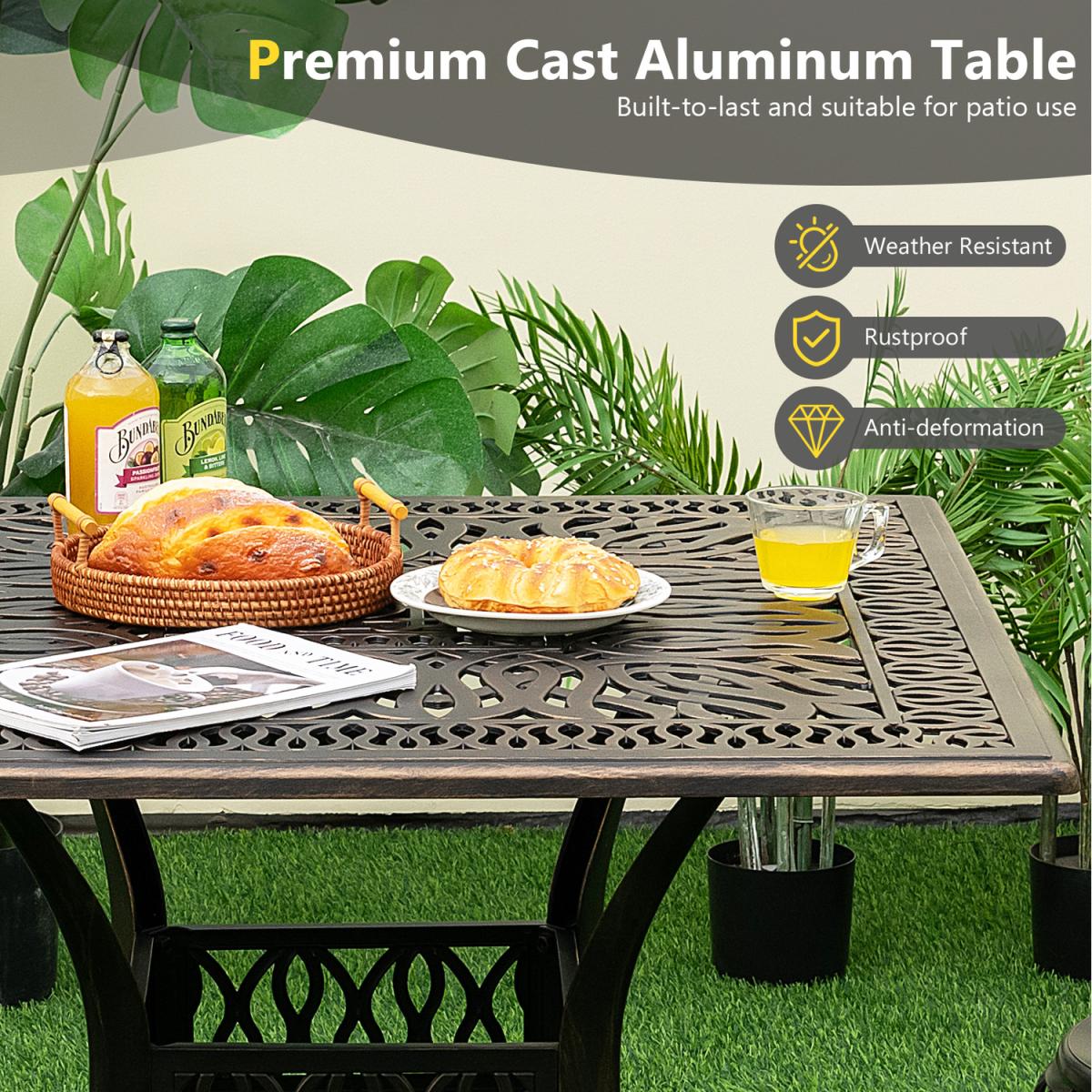 Costway Patio Square Dining Table - Bronze - Bronze – image 2