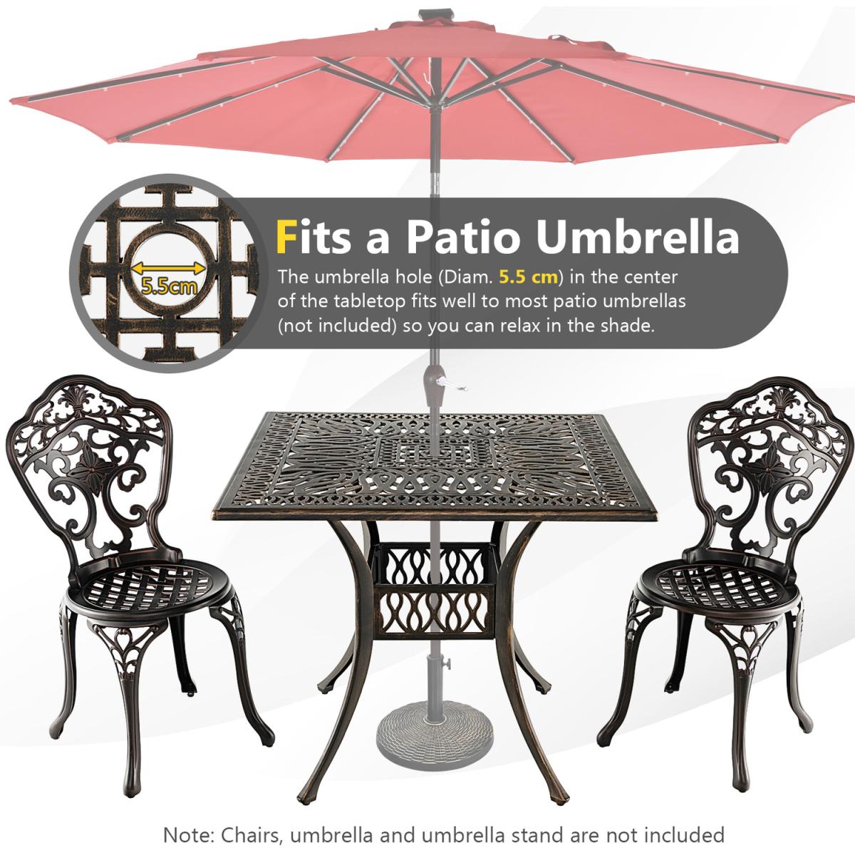 Costway Patio Square Dining Table - Bronze - Bronze – image 4