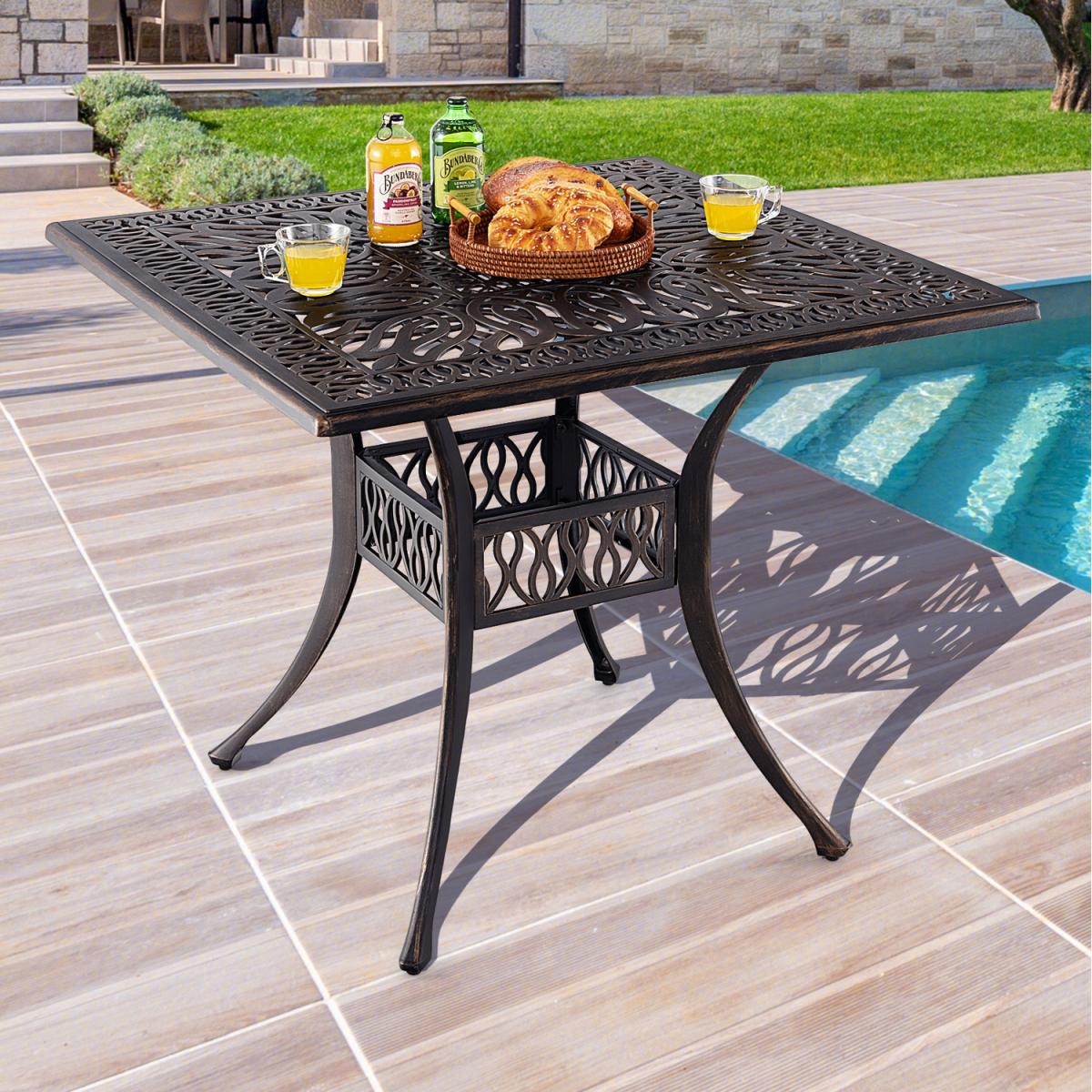 Costway Patio Square Dining Table - Bronze - Bronze – image 5